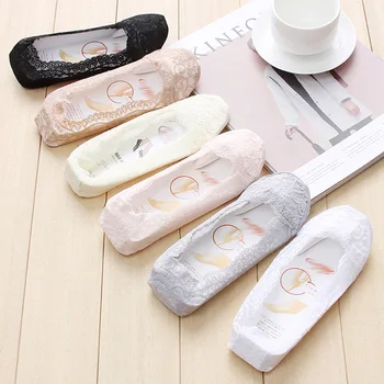 

Women Supplies Boat Socks Comfortable Invisible 1 Pair Antiskid Lace Low Socks Breathable