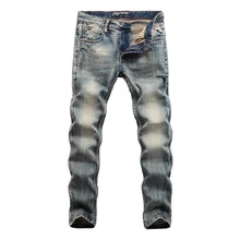 SHABIQI, мужские джинсы, деловые, повседневные, тонкие, летние, прямые, облегающие, стрейчевые, джинсовые штаны, классические, ковбойские, для молодых людей