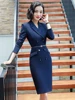 Formal Elegant Slim Hips Dresses for Women Business Work Wear Dress Professional Ladies Office Beauty Salon Vestidos with Belt ► Photo 1/6