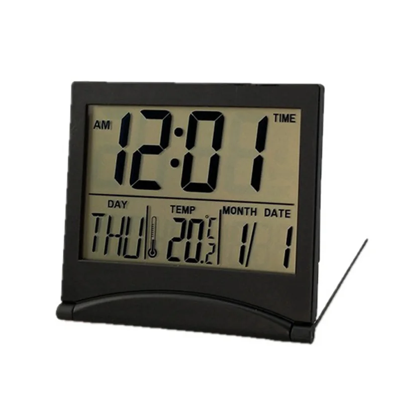 

Table Digital Clock LCD Display Home Weather Station Folding Date Desktop Alarm White/Black