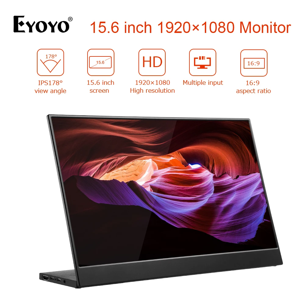 Портативный монитор EYOYO EM15R игровой 15 6 дюйма со светодиодной подсветкой USB Type C Hdmi