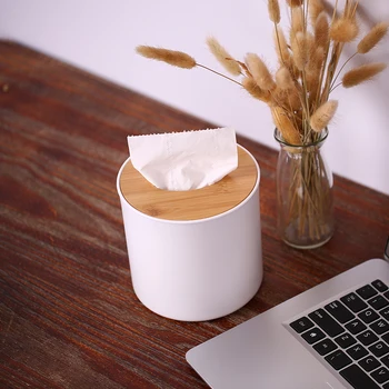 

Tissue Case Storage Napkin Case Tissues Paper Roll Holder with Bamboo Plate Round Rectangular Square Tissue Bathroom Accessories