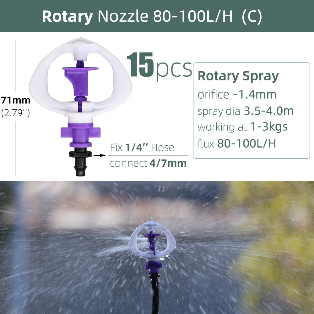 Greenhouse Barb Watering Sprinkler Irrigation System Garden Mist Emitters Stake Micro Spray Rotating Nozzles 1/4'' garden sprinkler,plants irrigation kits