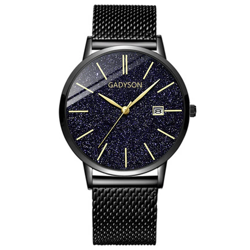 

Fashion Starry sky Design Mens Watches Ultra Thin Steel Date Quartz Watch Business Analog Watches Gifts Clock Relogio Masculino