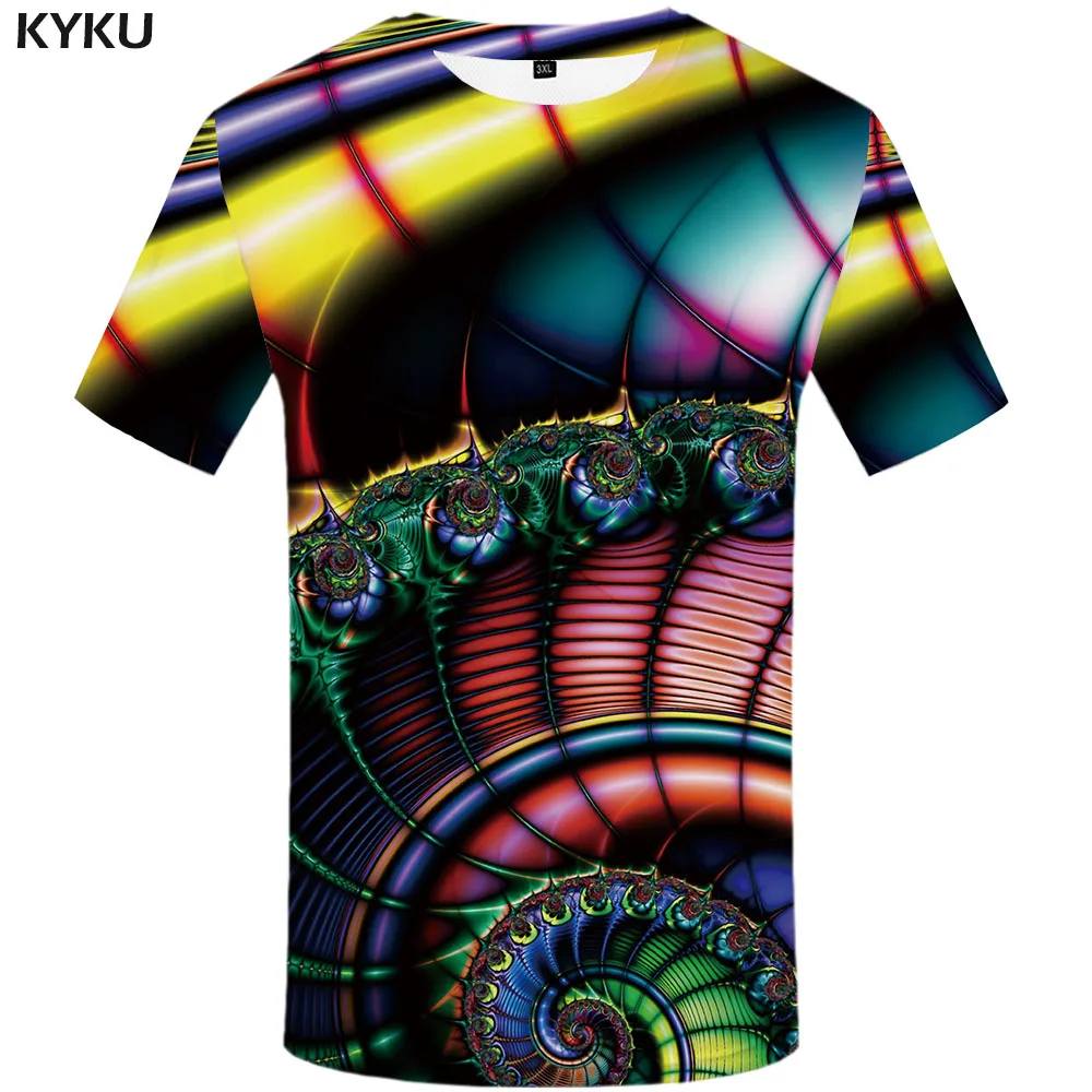 KYKU бренд Galaxy футболка для мужчин Psychedelic футболки повседневные красочные аниме одежда музыка футболка с принтом готические футболки 3d