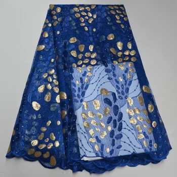 

African Sequence Lace Fabrics French Tulle Mesh Lace with stone High Quality Embroidery Sequins Swiss Voile Lace Fabric DC8-65