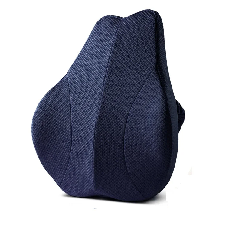 navy blue Груша Форма поясничная поддержка эргономичный дизайн бамбуковый уголь память хлопок ядро Вождение офис защита поясничного отдела позвоночника Подушка для спины - Цвет: navy blue