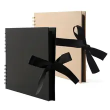 Бант лента DIY Фотоальбом 40 страниц древесной массы черный картон книга памяти Скрапбукинг Ремесло Свадебный юбилей подарок