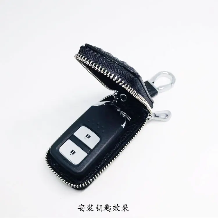 Men Women Leather Keychain Key Holder Organizer Pouch Cow Split Car Key Bag Wallet Housekeeper Key Case Card Bag
