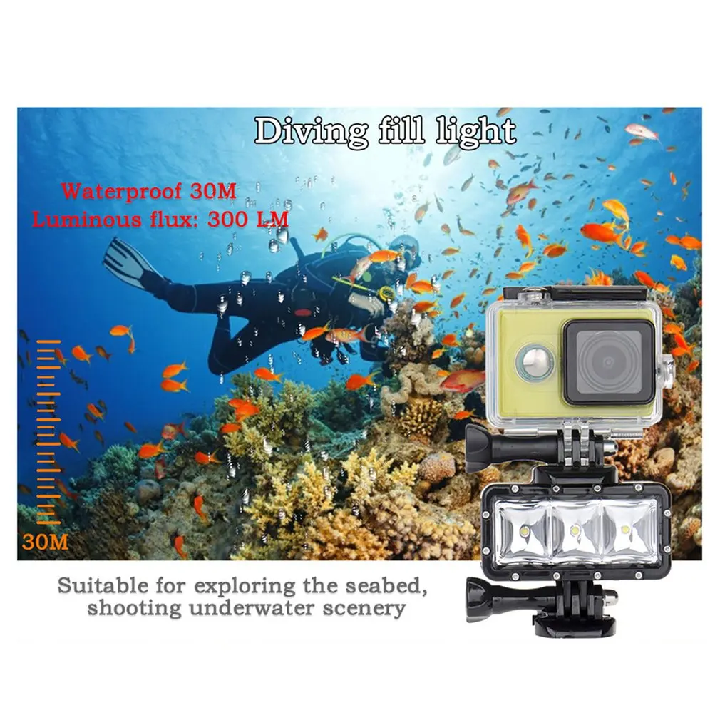 

Light 40M Waterproof Flash Diving Led Light 300Lm For Gopro Hero 7 6 5 Action Video Cameras Accessories