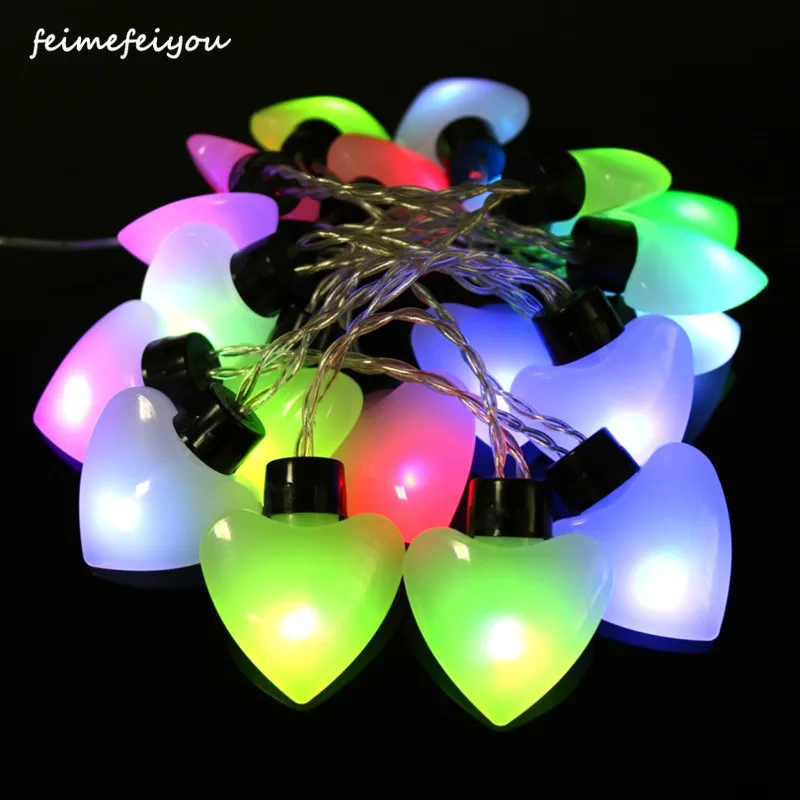 

6m led heart shape fairy lights string battery waterproof with remote control suitable for living yard led lights decoration