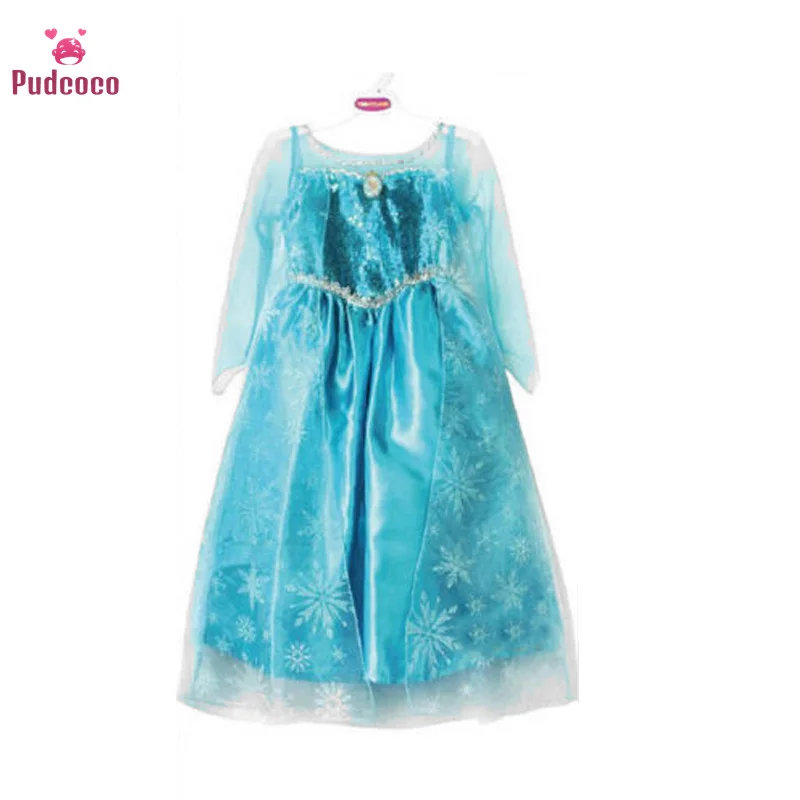 Pudcoco/Брендовые платья для девочек; Снежная королева; Принцесса Эльза; Анна; Белль; нарядный костюм; платья для костюмированной вечеринки