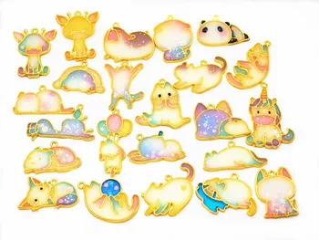 

PopularLoving Cat In Different Pose Shaped Metal Frame UV Expoxy Resin Charm Gold Bezel Jewlery Making Tools