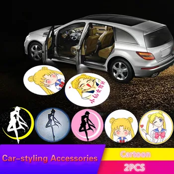 

2PCS Car Shadow Door Light Cartoon Wireless Laser Projector Logo Led Welcome Lamp For Mini Cooper Car-styling Accessories