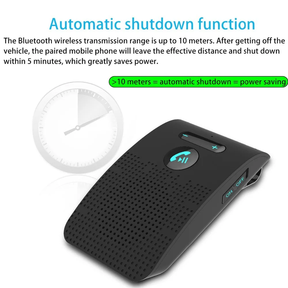 Аудио приемник Громкая связь громкоговоритель музыкальный плеер Bluetooth Handsfree автомобильный комплект солнцезащитный козырек клип беспроводной