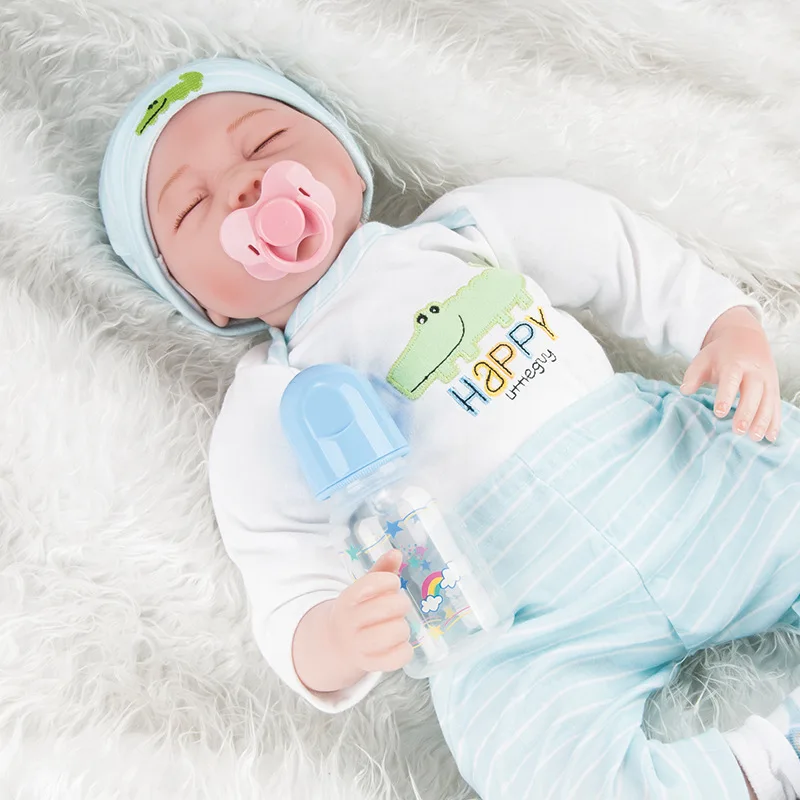

1Pc Simulation Reborn Baby 55cm Silicone Reborn Baby Simulation Doll Soft Children Reborn Baby Doll Emulated Dolls Big Eyes Toy