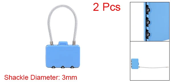 Blue 2 Pack Uxcell 1/2/4 шт. 3 цифр Комбинации 3 мм проволочной дужкой Диаметр Чемодан кодовый замок синий/черный/серебряный тон - Цвет: Blue 2 Pack