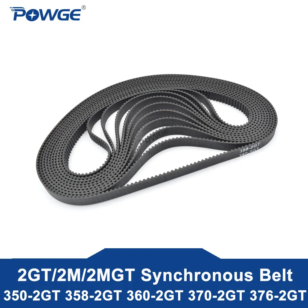 POWGE 2MGT 2 м 2GT синхронный ремень ГРМ длина шага 350/358/360/370/376 Ширина 3/6/9/15 мм зубов 175 179