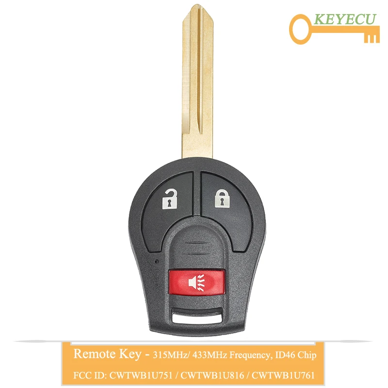 Дистанционный Автомобильный ключ KEYECU для Nissan Cube Rogue Juke NV200 Versa 2008-2014 Fob 315 МГц/433