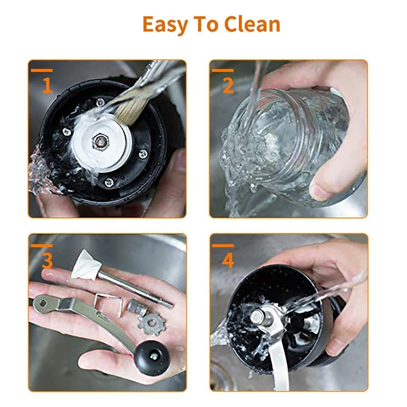 Manual Coffee Grinder with Ceramic Burrs,Portable Hand Adjustable Coffee Mill with Two Glass Jars,Silicone Dust-Proof Cover for
