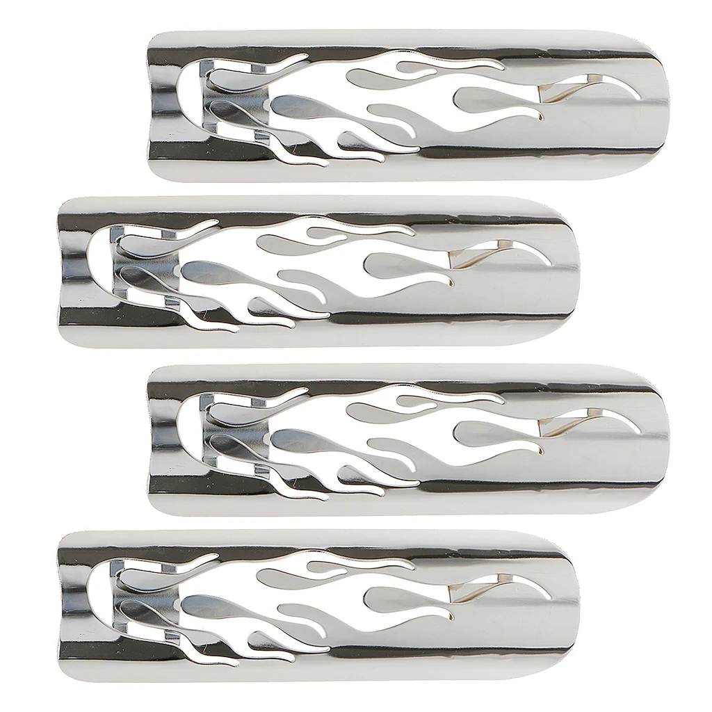 4 Pierced Flame Exhaust Pipe Heat Shield Cover Guard For Harley Cruise White