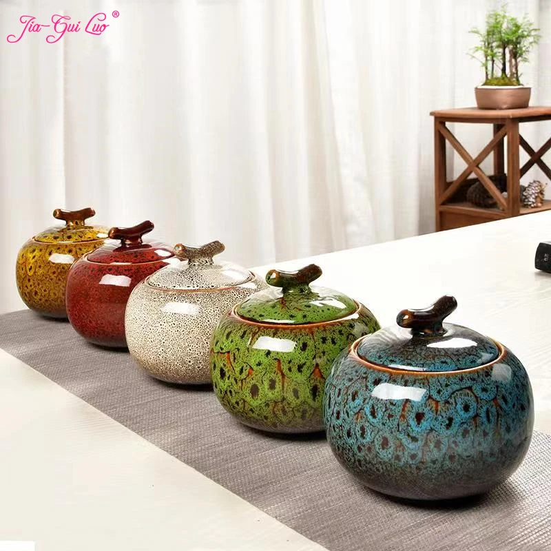 

JIA-GUI LUO Ceramic Tea Caddies Tea Organizer Tea Container Canister Set Kitchen Tea Set Tea Jar Tea Storage Tea Box D166