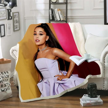 

Ariana Grande 3D Printing Plush Fleece Blanket Adult Fashion Quilts Home Office Washable Duvet Casual Kids Sherpa Blanket 04