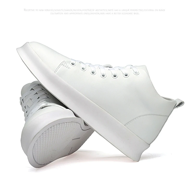 High Quality All Black Men's Leather Casual Shoes Increase Simple Pure Black Sneakers Fashion Breathable Sneakers Fashion Flats