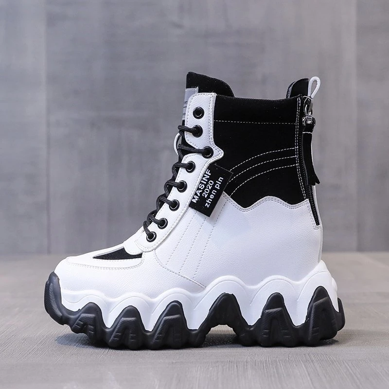 2020 Winter Women Fashion Ankle Boots 10cm Height Increasing Platform Boots Brand Women's Chunky Gladiator Boots New Woman Shoes