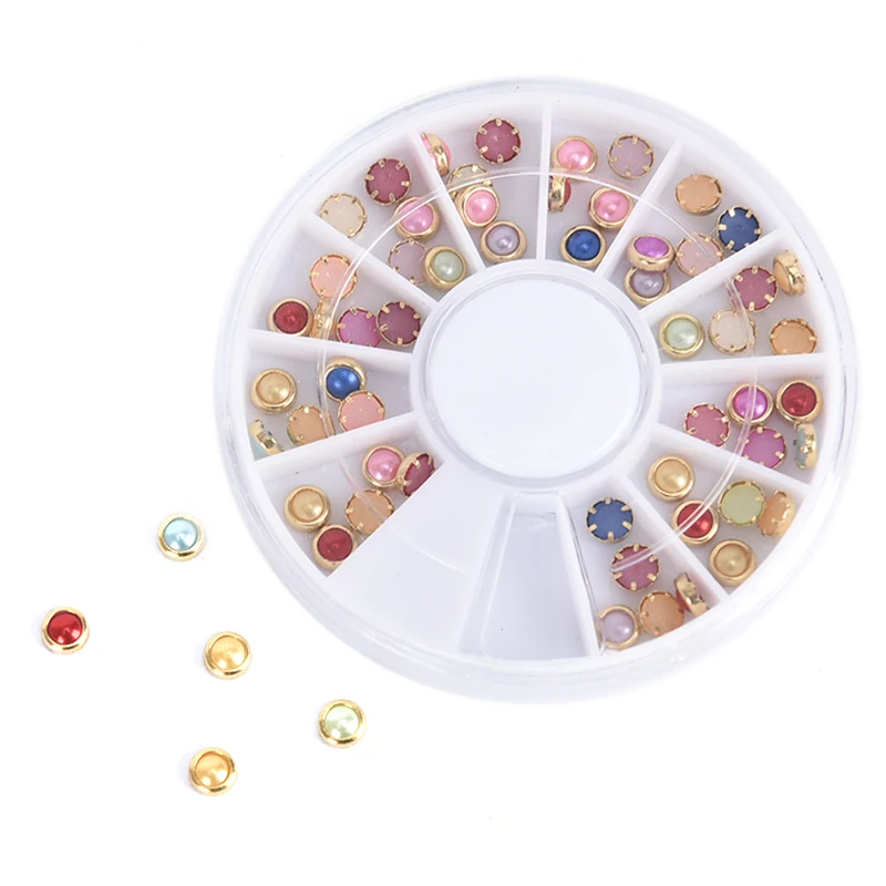 1 Box Metal Edge Glitter Nail Beads Studs Beauty Charm Nail Art DIY Pearls Decorations Wheel Fashion