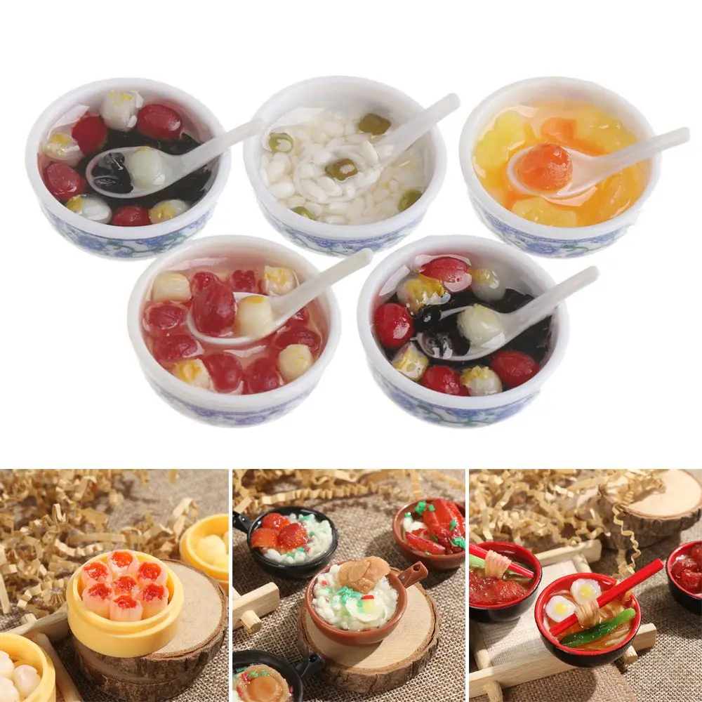 1 Pcs Random Miniature Dollhouse Chinese Rice Pastry casserole noodles dessert kitchen toy Fake Food toy Dollhouse Decoration 4