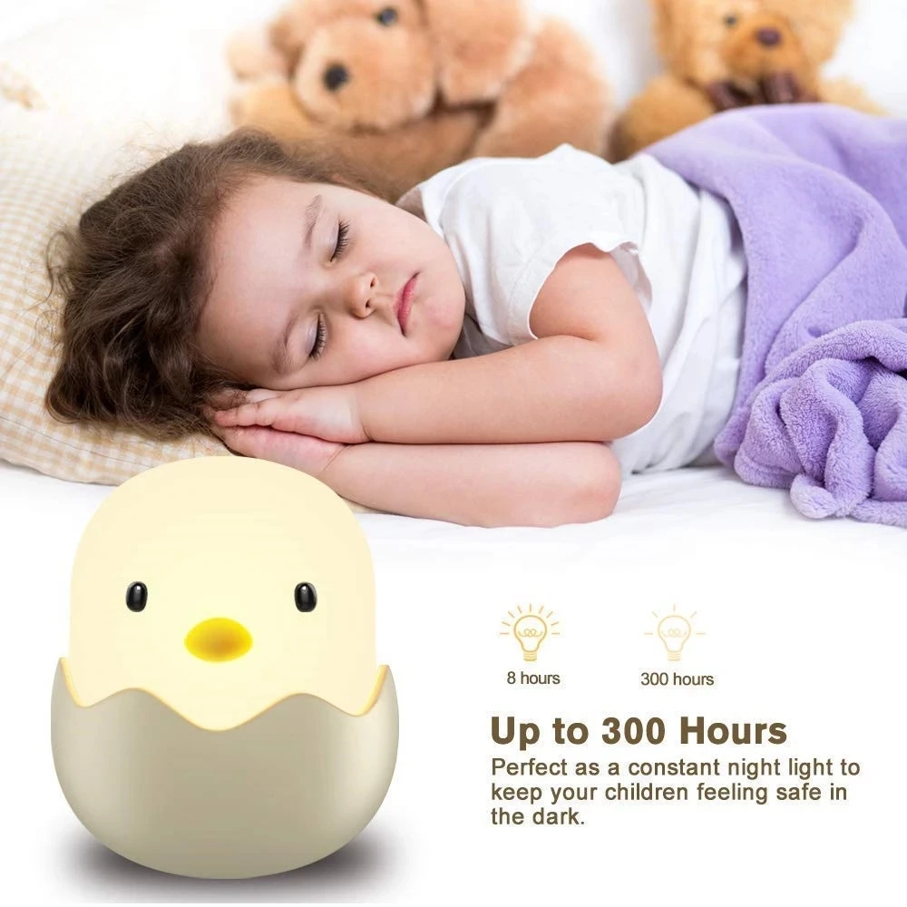 Led Night Light Night Light Led Night Lamp Led Children Touch Night Light Soft Silicone USB Rechargeable Bedroom Decor Gift Animal Egg Shell Chick Bedside Lamp