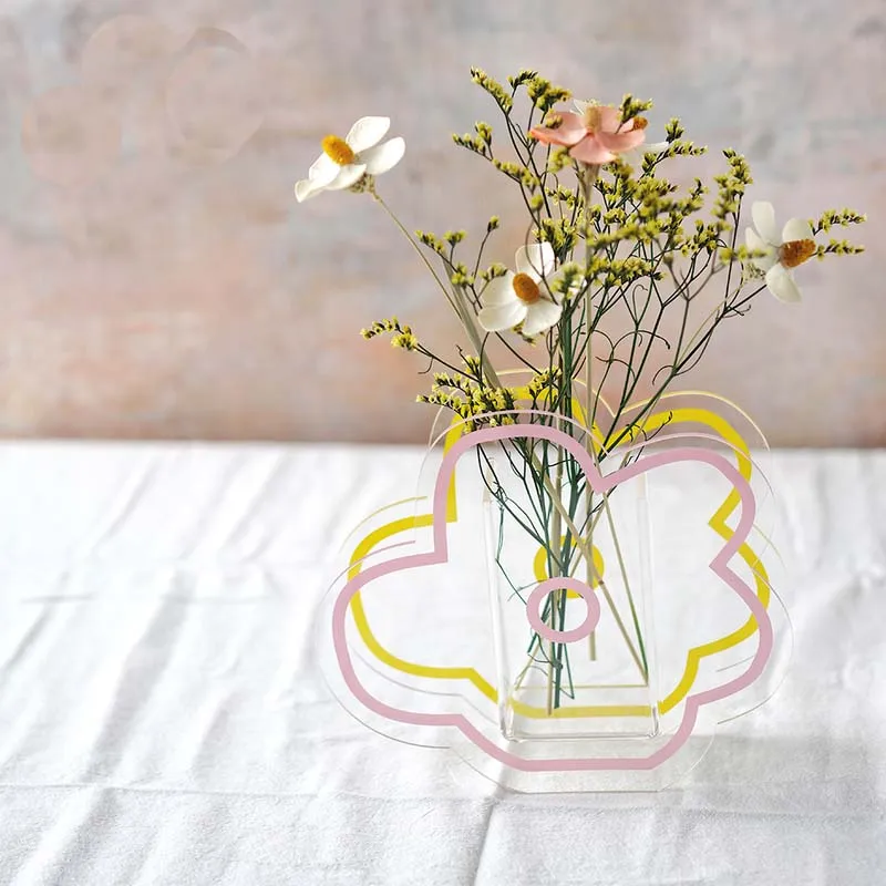 Transparent vase acrylic flower dried flower leaf simple art decoration creative holiday gift