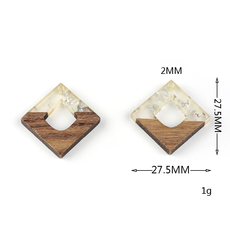 10 Pcs Jewelry Making Wood Material Irregular Drilled Semi Resin Golden Glitte DIY Jewelry Making Hand Made Earring Findings - 2