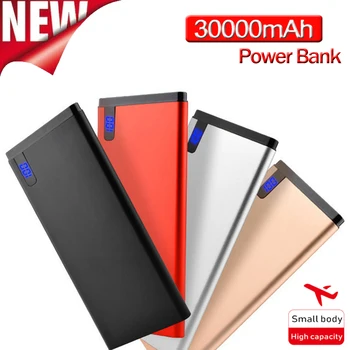 

Power Bank 30000mAh Portable Large Capacity Ultra-thin Outdoor Travel Powerbank Phone Charger LCD Digital Display for Smartphone