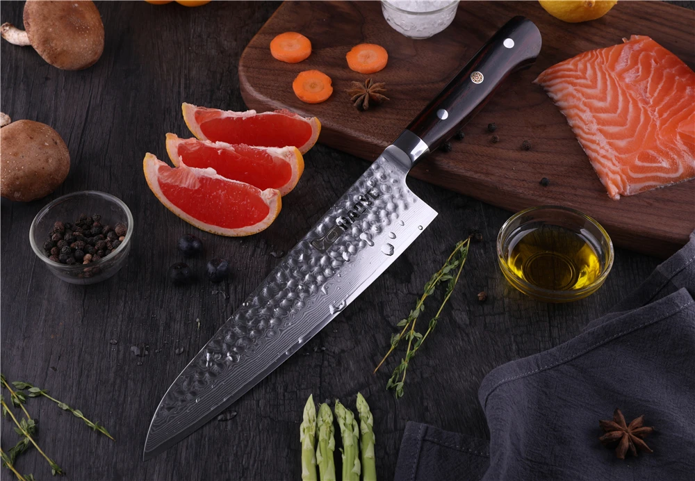 3 шт. японский шеф-повара Nakiri Gyuto Набор ножей для стейка Дамасские кухонные ножи с ручкой Dalbergia Полный Тан приготовления столовых приборов Новинка