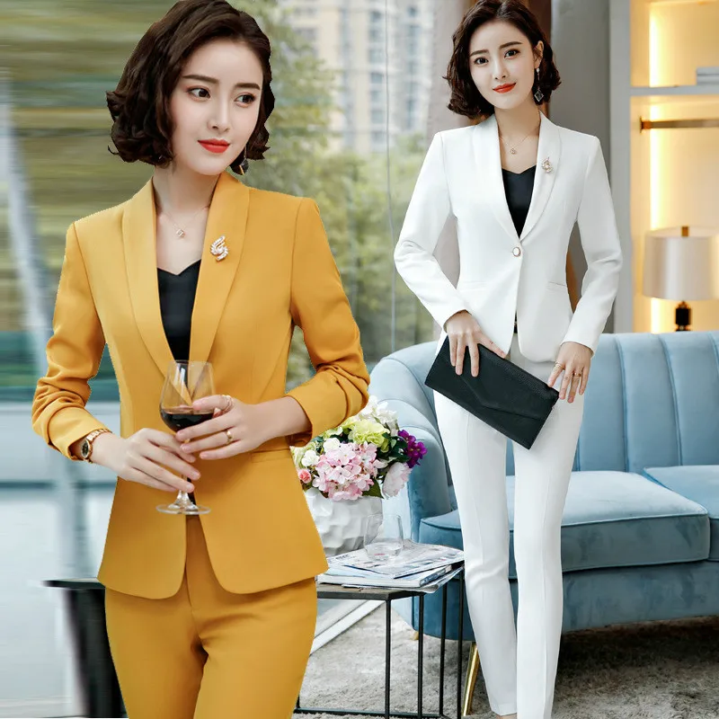 

Women Formal Suits for Work Office Lady Business Uniforms Autumn Winter Pant Suits Female 2 Piece Blazer and Pants Set 4XL XXXL