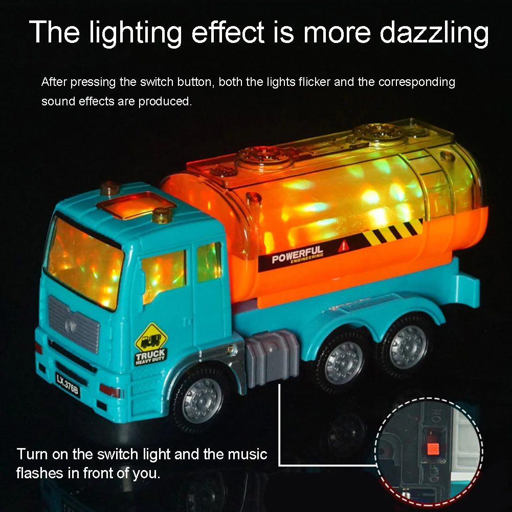 1:43 Diecast Engineering Toy Multi-directional Lighting Oil Tanker Loader Mixer Truck Model Kids Electric Car Toy