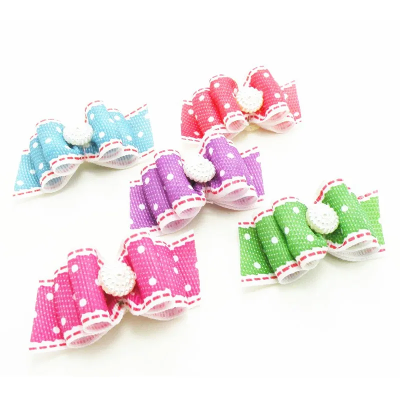 100PC/Lot Polka Dots Dog Hair Bows Pet Accessories for Small Grooming Supplies | Дом и сад