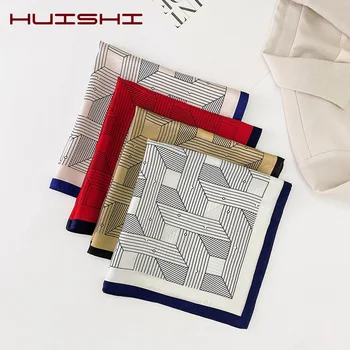 

HUISHI Woman Scarfs Solid Silk Neckwear Head Band Silk Scarf For Lady Elegant Collocation Print Plaid Bandana Shawl Sun Scarves