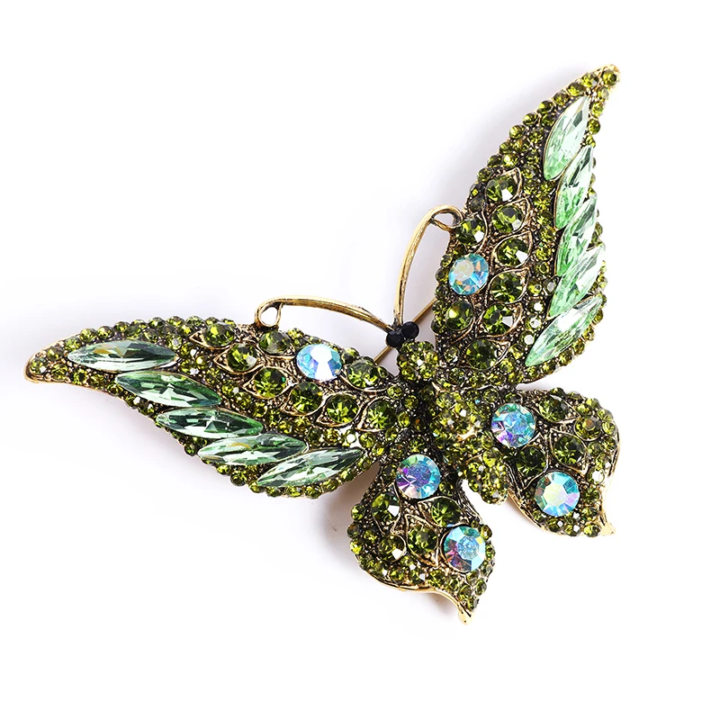 Muylinda Butterfly Brooch Luxury Crystal Pin Big Brooches For Women Party Banquet Rhinestone Pins Clothese Accessories - Окраска металла: green