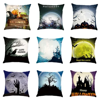 

Halloween Cushion Cover Christmas Kids Toys Sofa Throw Pillow Cases Magical Linen Pillowcase Halloween Dance Decor Gifts