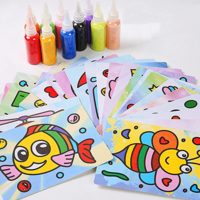 Детский пазл с нарисованным песком 12 цветов обработка натурального доломита для