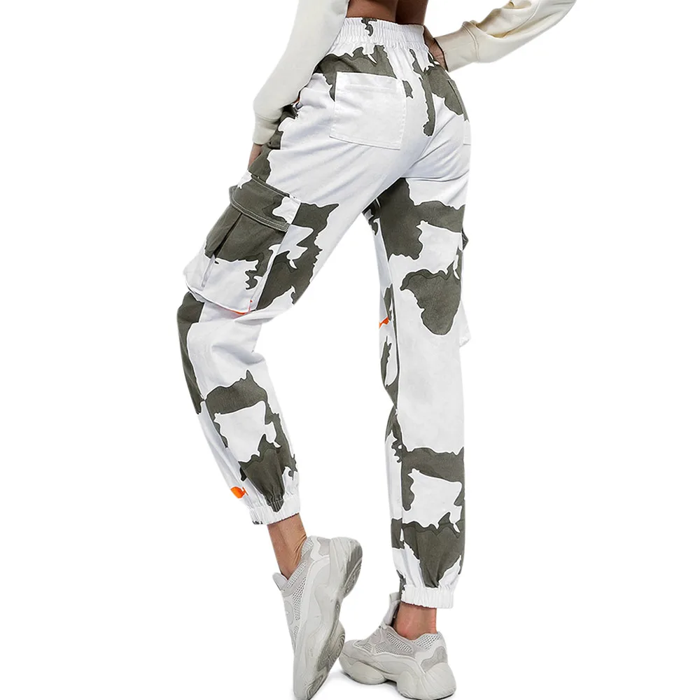 ZAFUL Mid-Waist Printed Jogging Pants Pockets Bouquet Pants Graphic Elastic Waist Casual Women Pants Autumn Multi Standard Size