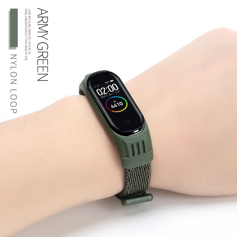 D Nylon loop watchband For Mi band 3 4 strap silicone shell for xiaomi mi band 3 Replacemet wristband for Mi band 4 Accessories - Цвет ремешка: D