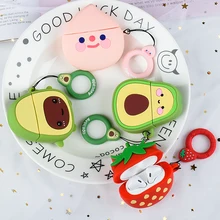 Чехлы для Apple AirPods 2 1 мягкий чехол для наушников с рисунком авокадо клубника для Air Pods 1 2 чехол для зарядки Airpods с крючками