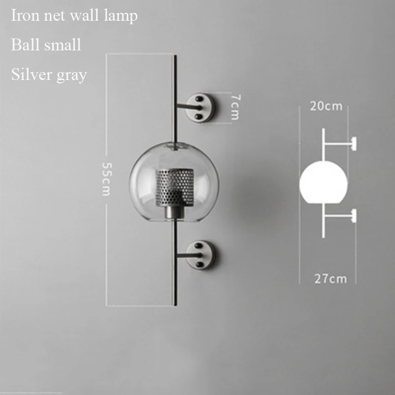 Современный Лофт светодиодный настенный светильник скандинавский стеклянный абажур бра настенный светильник золотистые железные кухонные Настенные Бра Лампа для столовой декоративные светильники - Цвет абажура: A Silver 20cm