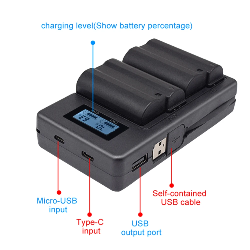 PALO 4pcs 2500mAh EN-EL15 EN EL15 ENEL15 7V battery case+ USB LCD Charger for Nikon DSLR D500 D600 D610 D800 D800E D810 D7000