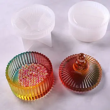 

Silicone Mold DIY Crystal Epoxy Molds Round Stripe Jewelry Storage Box Making