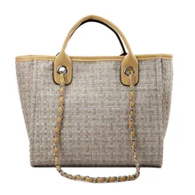 Европейский стиль дизайн модный тренд контрастного цвета шерстяная тканевая сумка-шоппер Дамская хозяйственная сумка